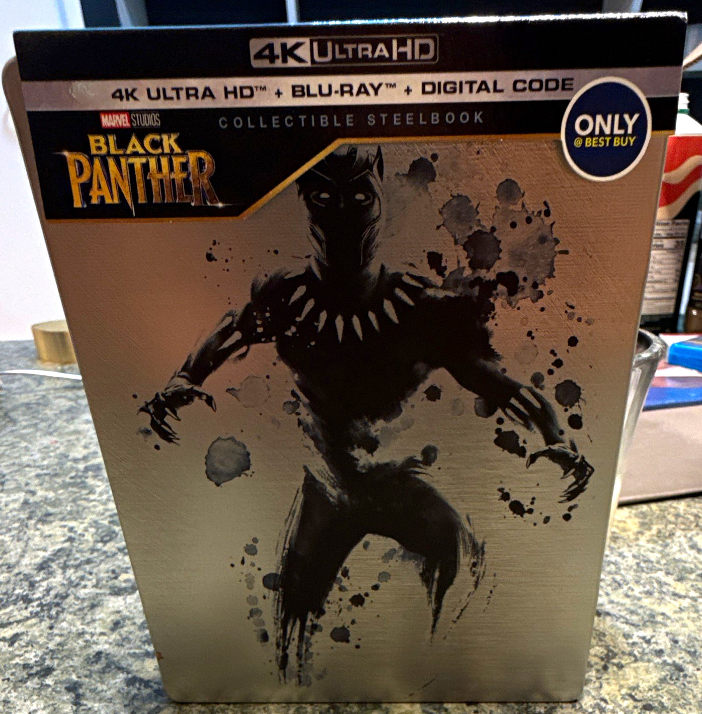 Marvel Studios Black Panther 4K UHD Blu-ray Steelbook Digital Copy PG-13 2018 Marvel Studios Black Panther 4K UHD Blu-ray Steelbook Digital Copy PG-13 2018