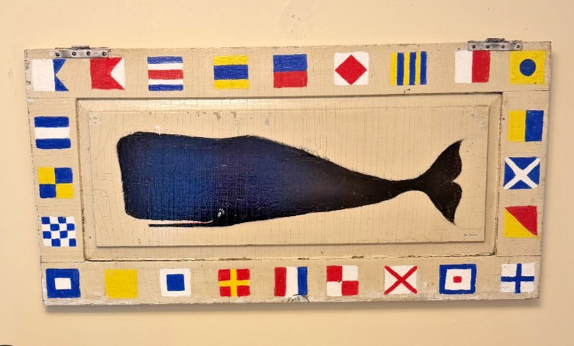 FOLK ART Whale painting Maritime nautical Coastal Decor Artist J Onion Nantucket FOLK ART Whale painting Maritime nautical Coastal Decor Artist J Onion Nantucket