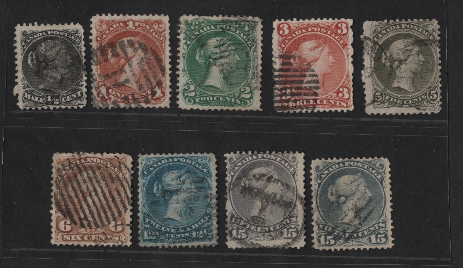 Canada 1868-1876 Large Queens Scott #21-22, 24-30 Nicely Centered C.V. $900+ Canada 1868-1876 Large Queens Scott #21-22, 24-30 Nicely Centered C.V. $900+