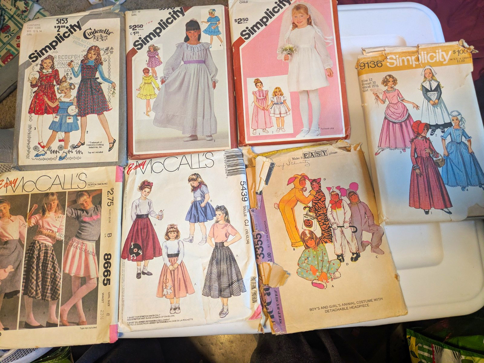 Simplicity Mccall Vintage 1980s Girls Dress up Costume Sewing 7 Patterns DYI Simplicity Mccall Vintage 1980s Girls Dress up Costume Sewing 7 Patterns DYI