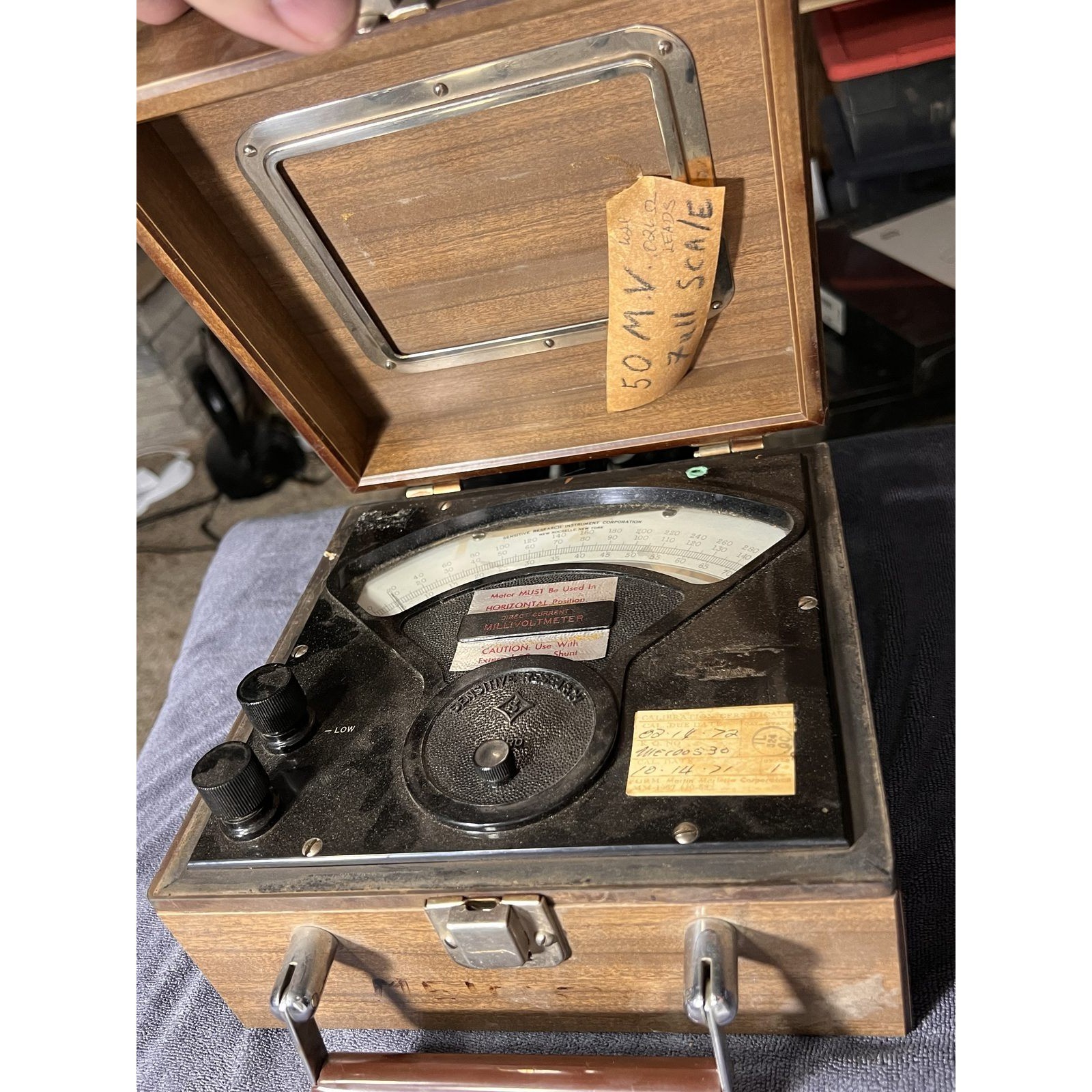 Vintage Sensitive Research DC Millivoltmeter Ammeter 50mV Wood Case