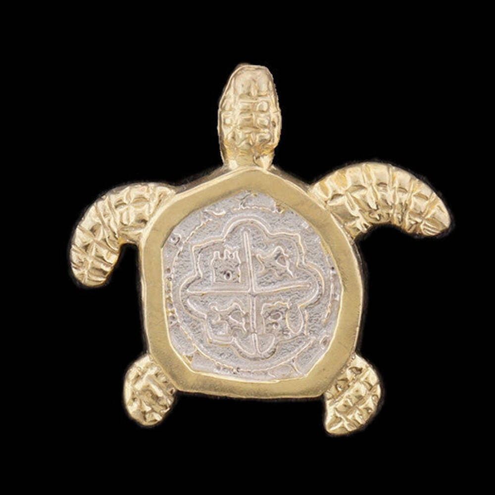 Atocha Sunken Treasure Jewelry - Small Silver Coin Turtle Pendant