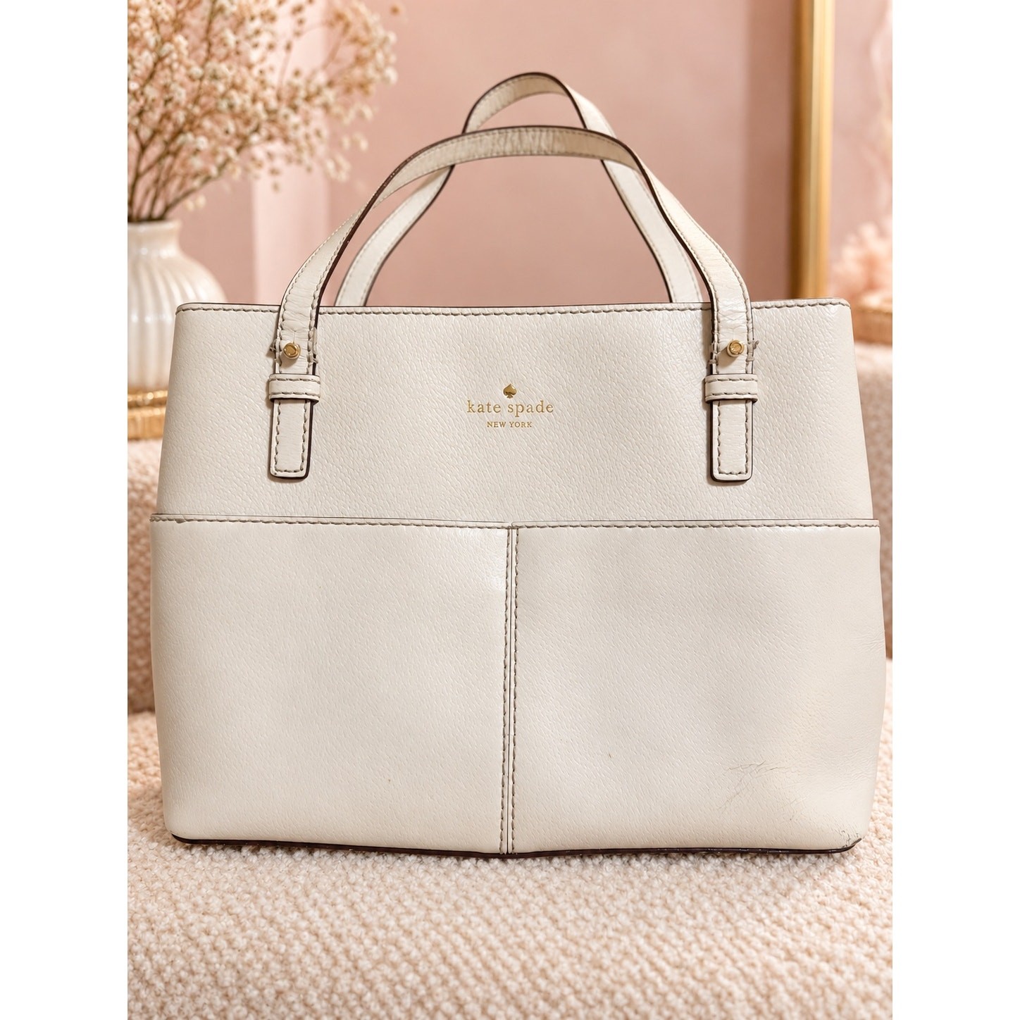 Kate Spade White Leather Handbag Pocketbook Purse Kate Spade White Leather Handbag Pocketbook Purse