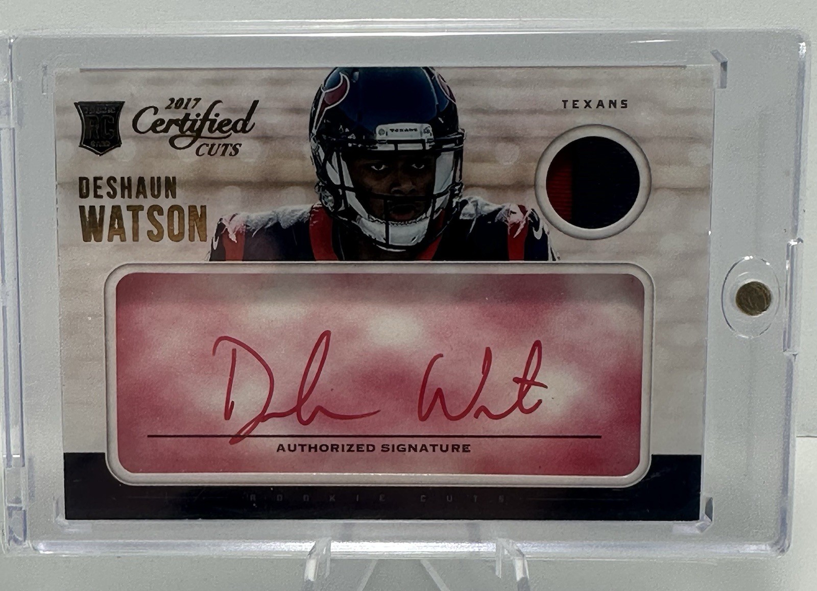 2017 Panini Certified Cuts Rookie Cuts Deshaun Watson RPA Red Ink Auto SSP 2017 Panini Certified Cuts Rookie Cuts Deshaun Watson RPA Red Ink Auto SSP