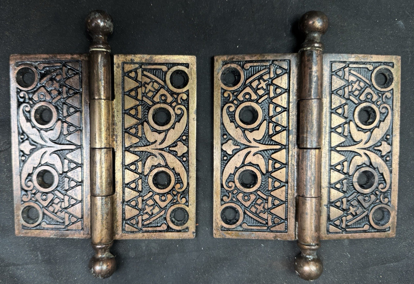 Stunning Pair Of Sargent Arcadian Eastlake 4 X 4 Hinges 1880s 1 of 4 Pair Avail