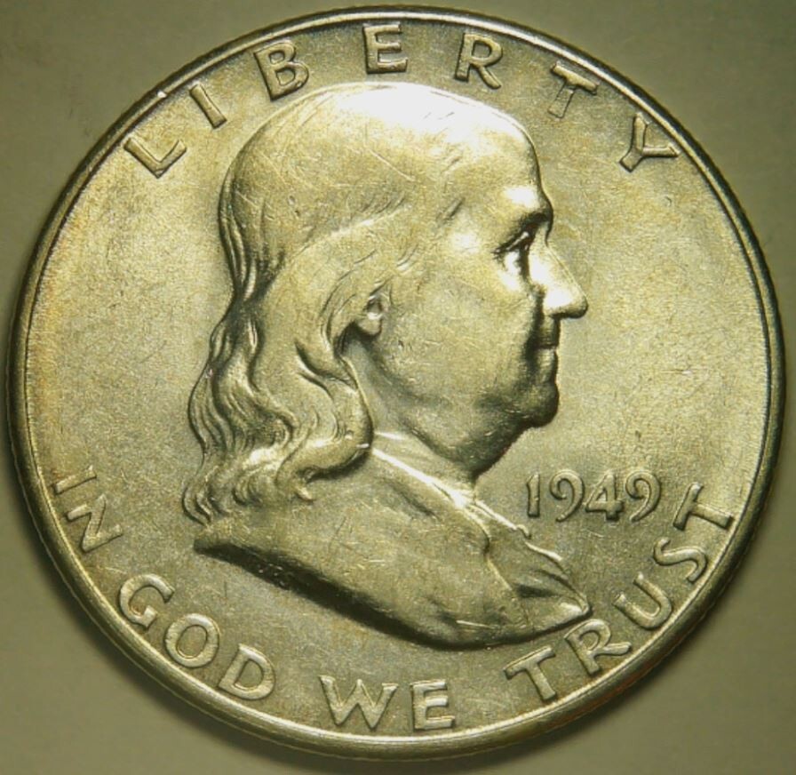 1949-S Franklin Half Dollar RPM-001 Repunched Mint Mark CH BU 1949-S Franklin Half Dollar RPM-001 Repunched Mint Mark CH BU