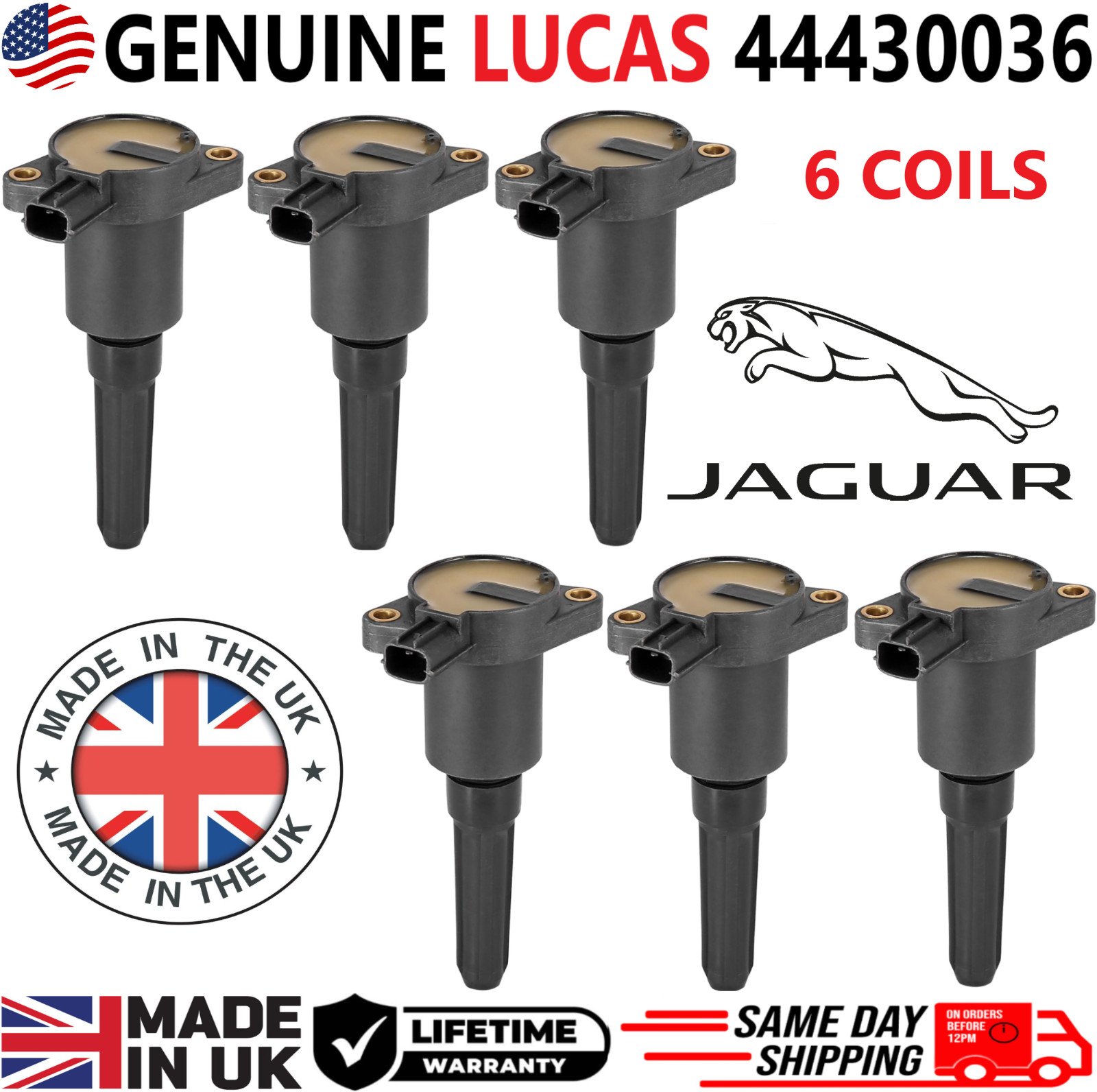 GENUINE x6 Ignition Coils For 1995-1997 Jaguar Vanden Plas XJ6 XJR XJS, 44430036