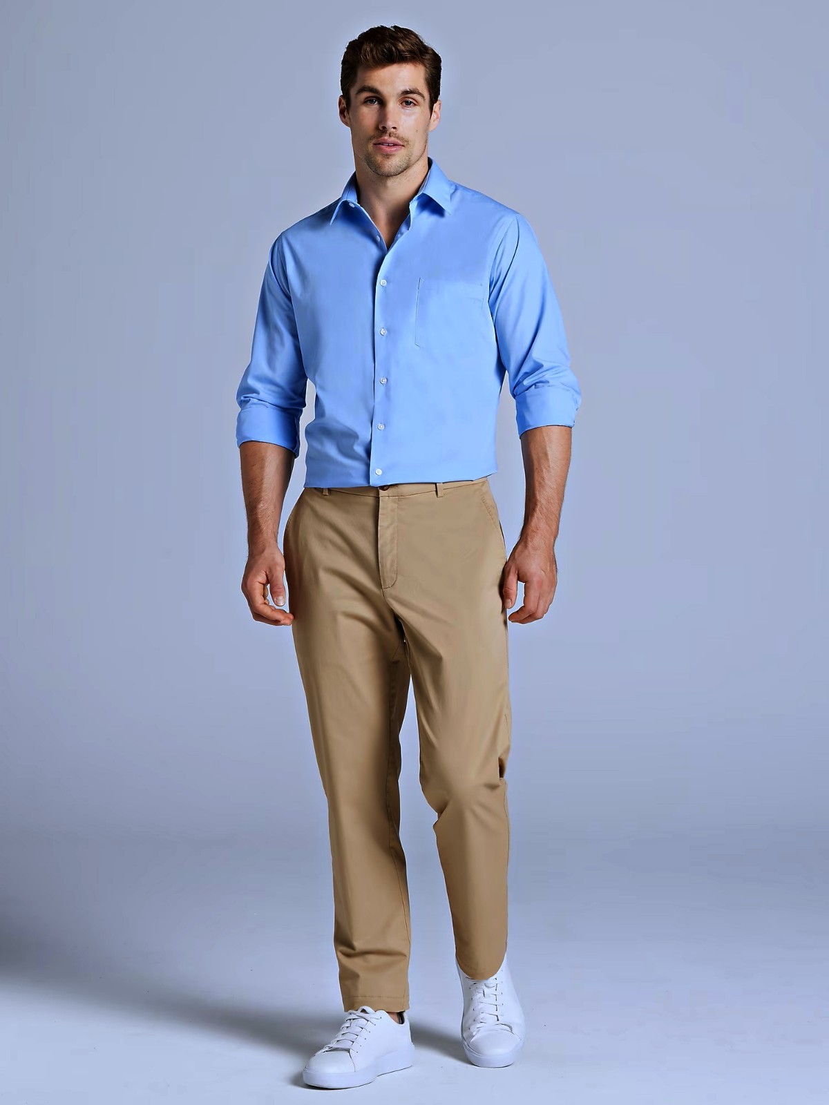 NWT Van Heusen Men\'s Cameo Blue Dress Shirt Wrinkle Free 15.5 M 32/33 NWT Van Heusen Men\'s Cameo Blue Dress Shirt Wrinkle Free 15.5 M 32/33