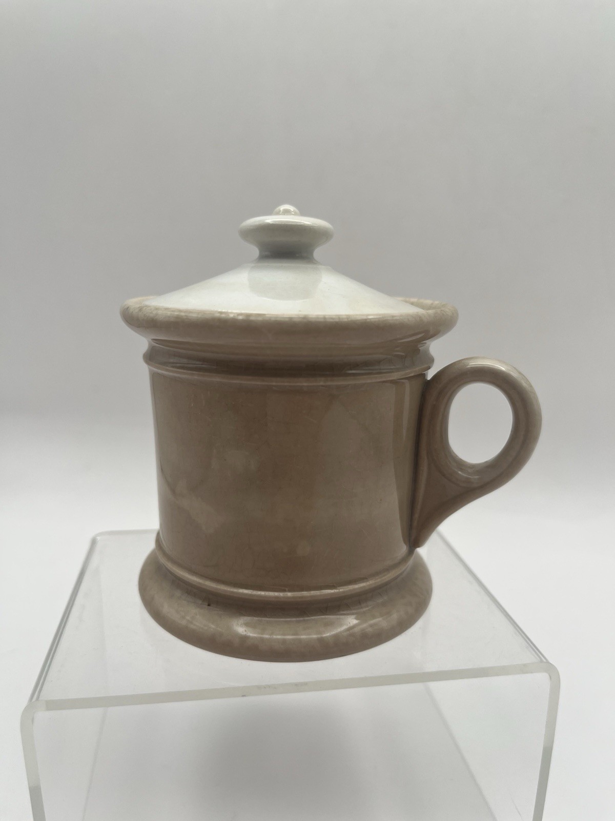 Beautiful Antique Ironstone Mustard Jar W Lid Discolored No Chips Beautiful Antique Ironstone Mustard Jar W Lid Discolored No Chips