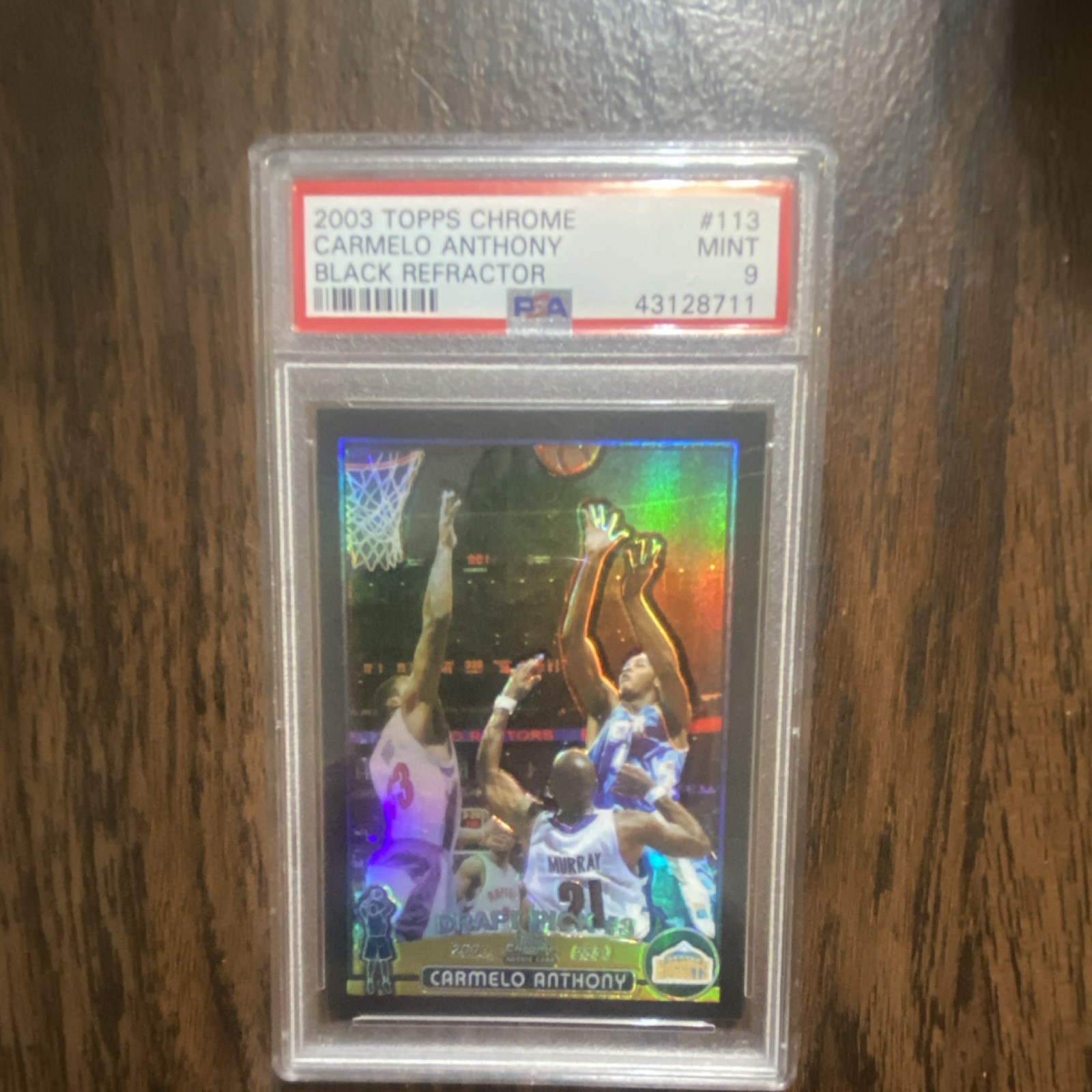 Topps 2003-04 Topps Chrome Carmelo Anthony RC Black Refractor /500 #113 PSA 9