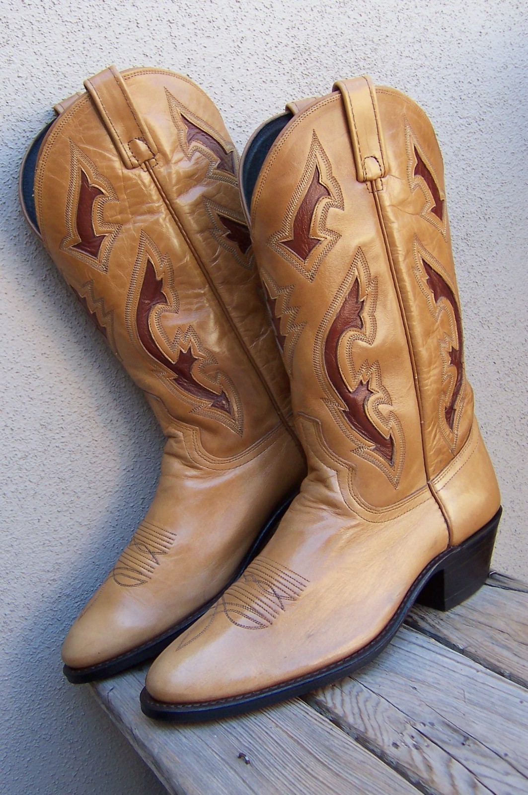 DAN POST Mens Cowboy Western Dress Boots Tan Brown Leather Riding Sz Size 10.5D DAN POST Mens Cowboy Western Dress Boots Tan Brown Leather Riding Sz Size 10.5D