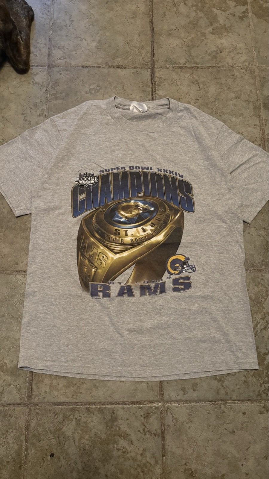 Vtg 2000 St Louis Rams Superbowl Champs Ring Tee - Sz L