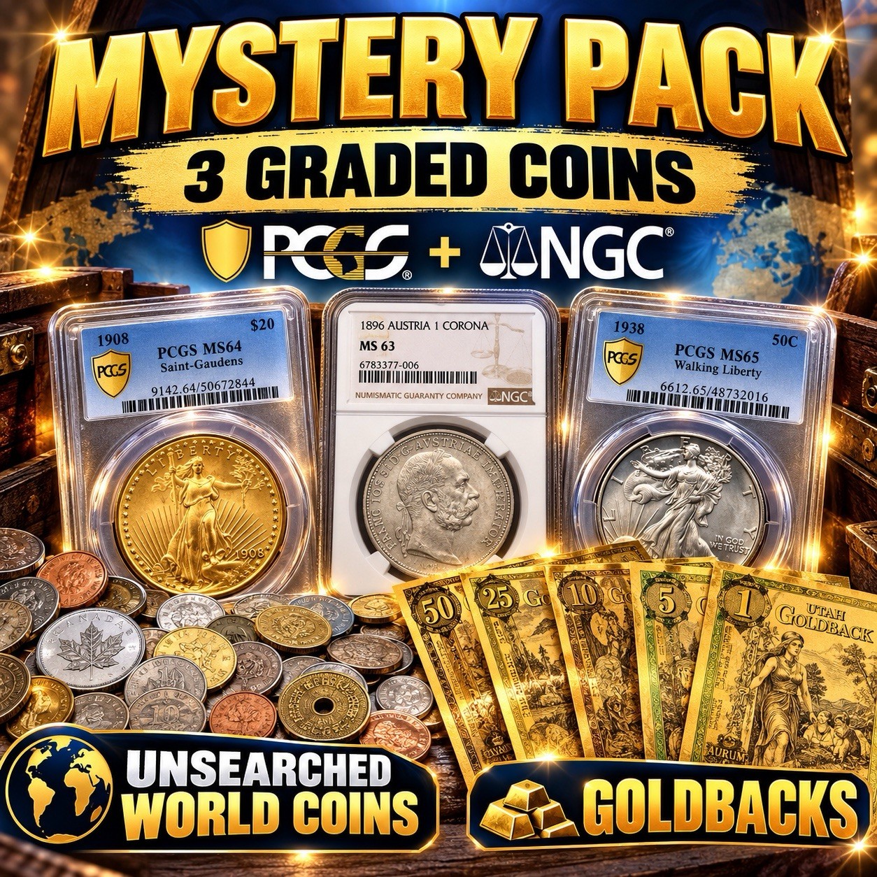 PCGS/NGC 3-Coin Graded Lot MS63-MS69 Uncirculated Gold & Silver PCGS/NGC 3-Coin Graded Lot MS63-MS69 Uncirculated Gold & Silver