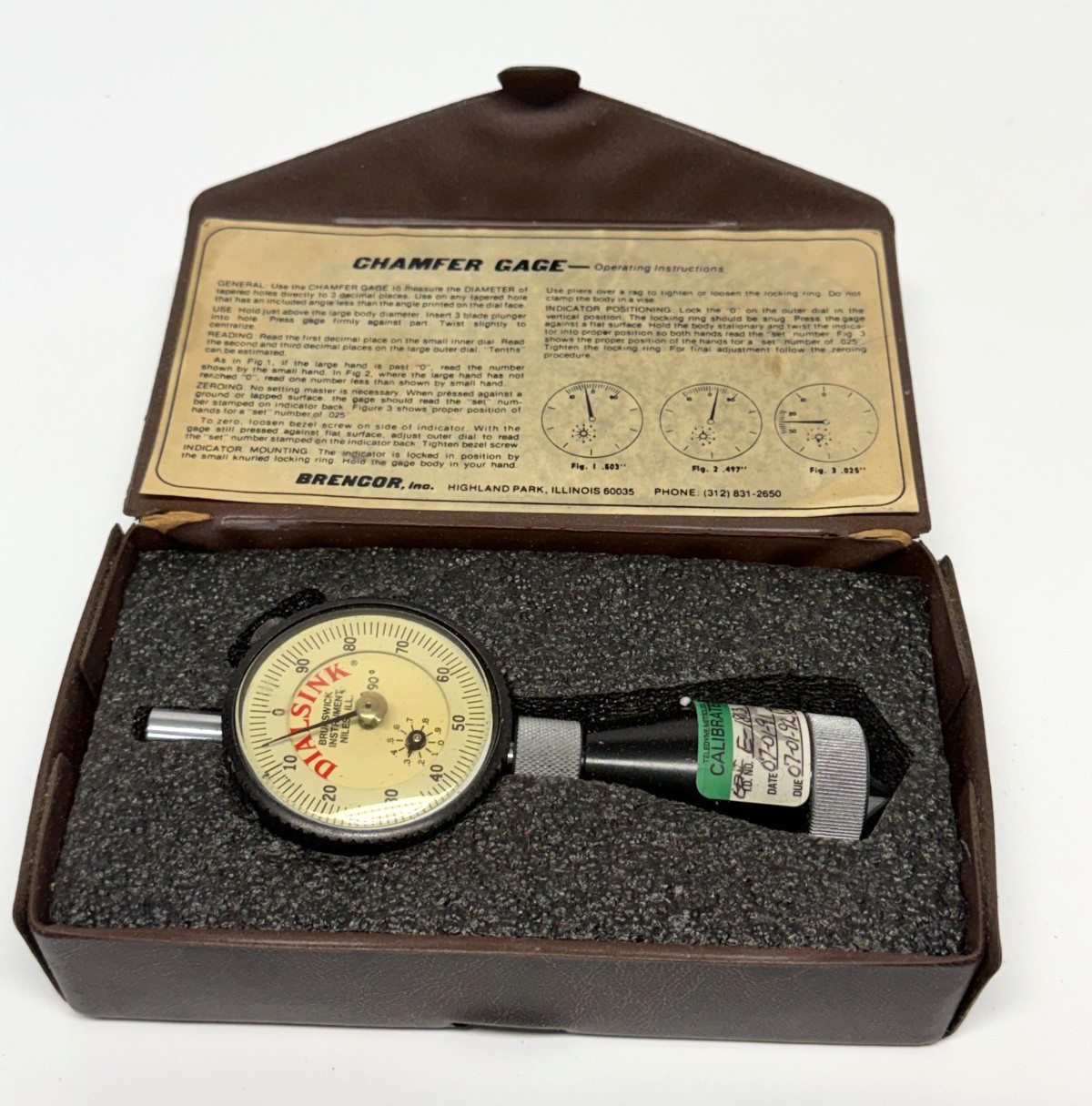 Vintage Brunswick Engineering DS-5090CF Dialsink Chamfer Gage 0-90°