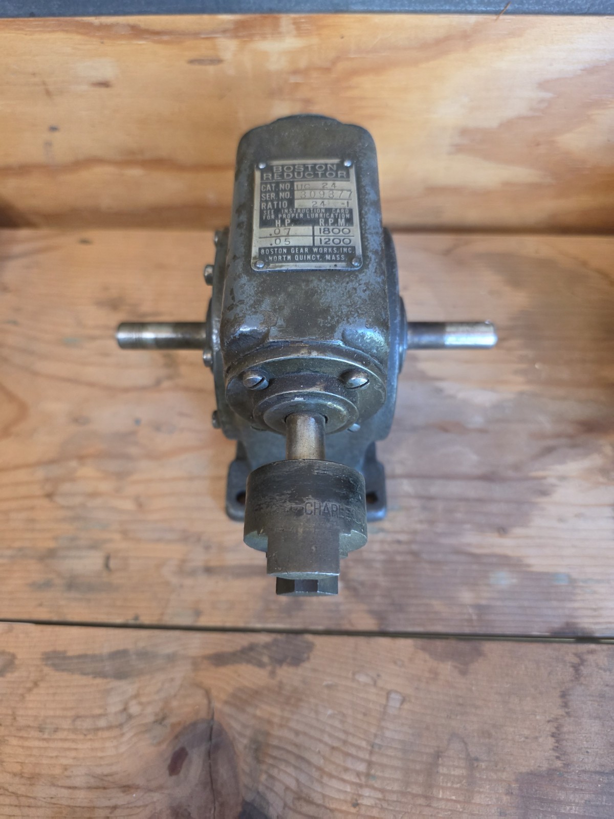 Vintage Rare Boston Gears 07HP Boston Reductor No. 309377 Vintage Rare Boston Gears 07HP Boston Reductor No. 309377