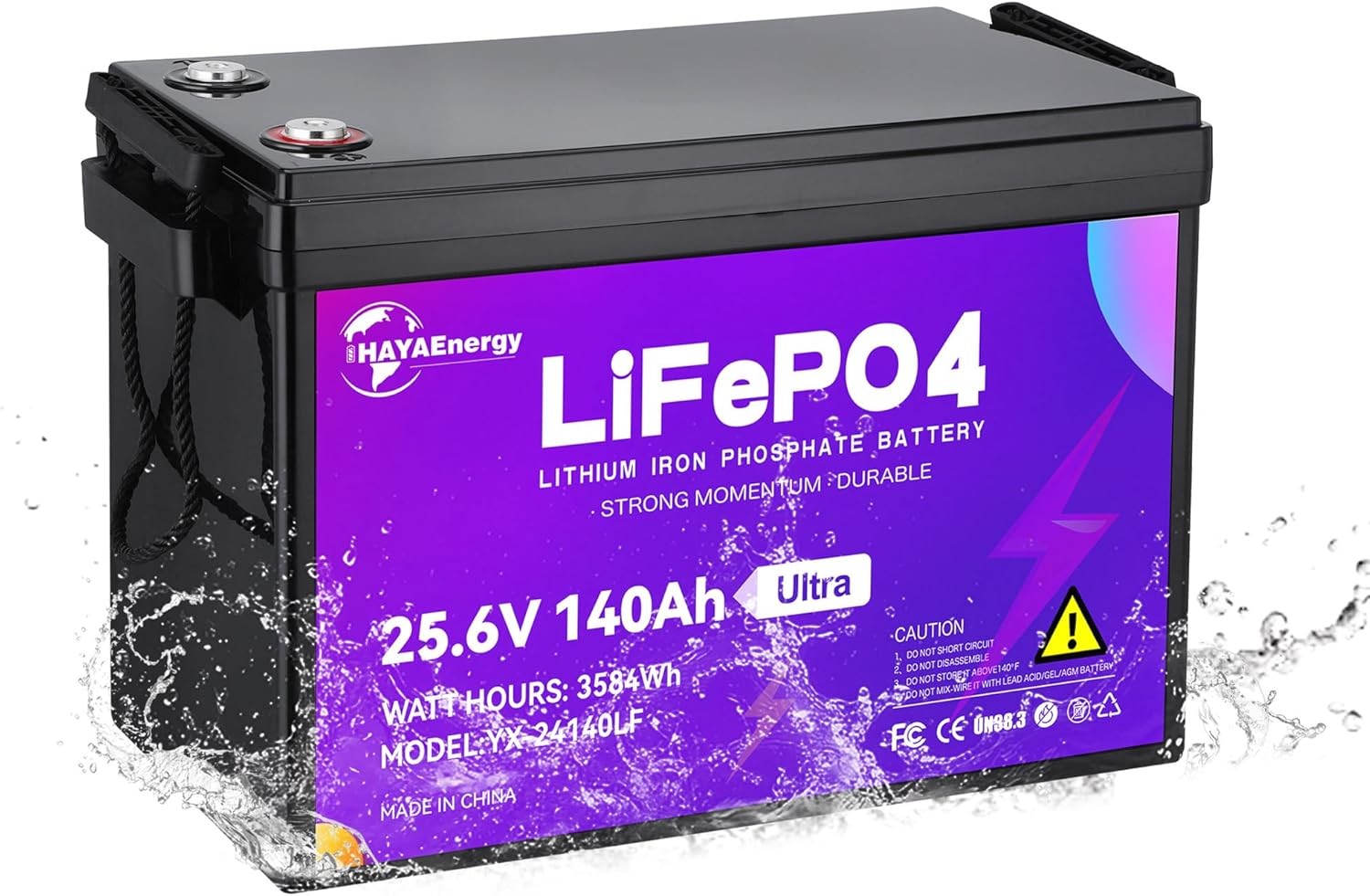 24V 140Ah Solar LiFePO4 Lithium Battery Built-in Protection for RV Marine System