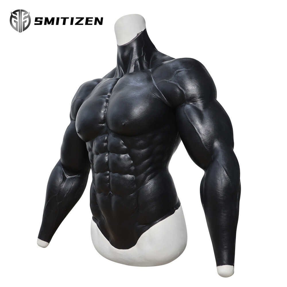 Smitizen Black Silicone Upgraded Muscle Suit Fake Chest Muscle with Strong Arms 