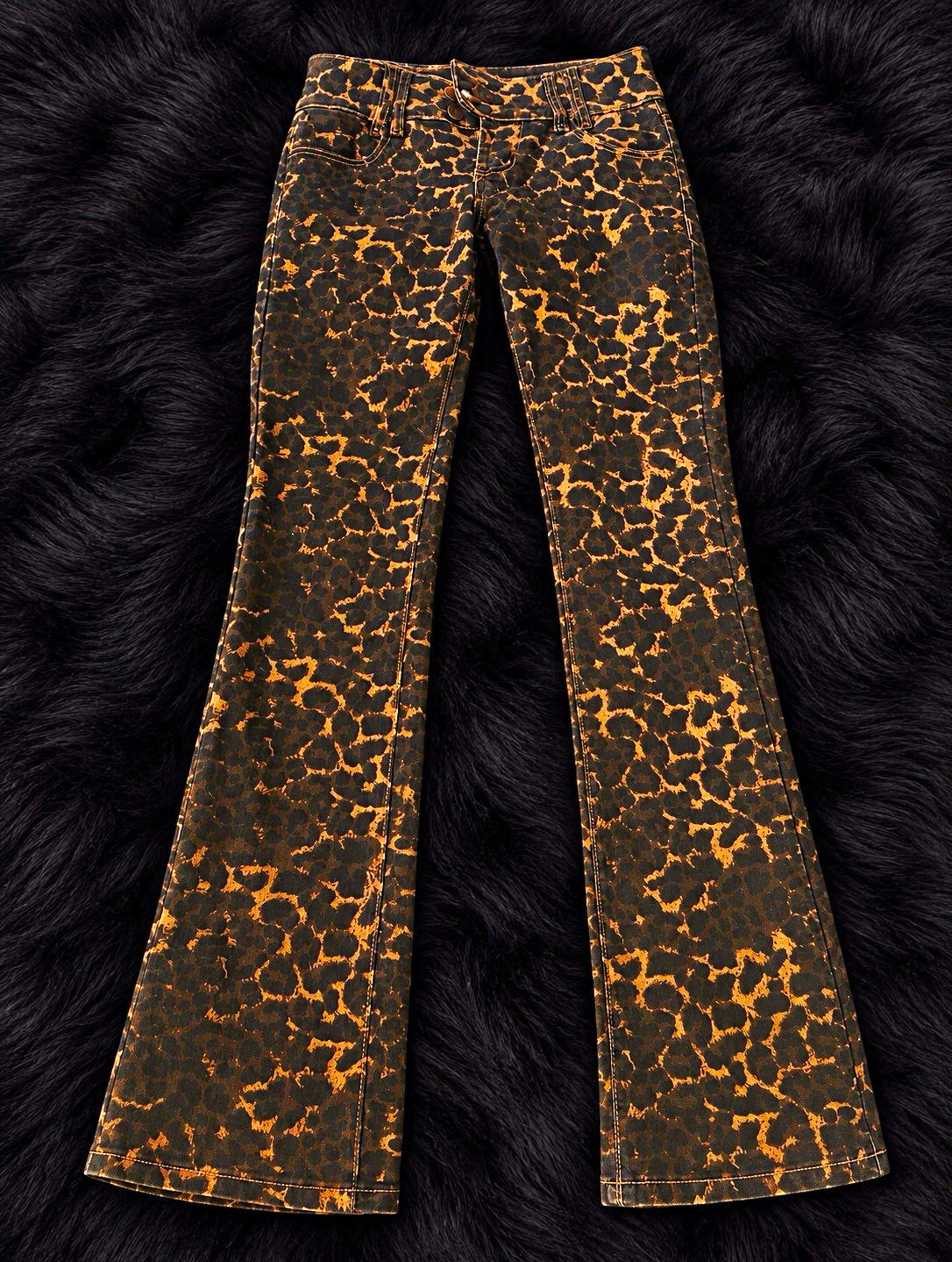 Fashion Nova Y2K Animal Print Jeans Women’s Size S Regular Brown/Black