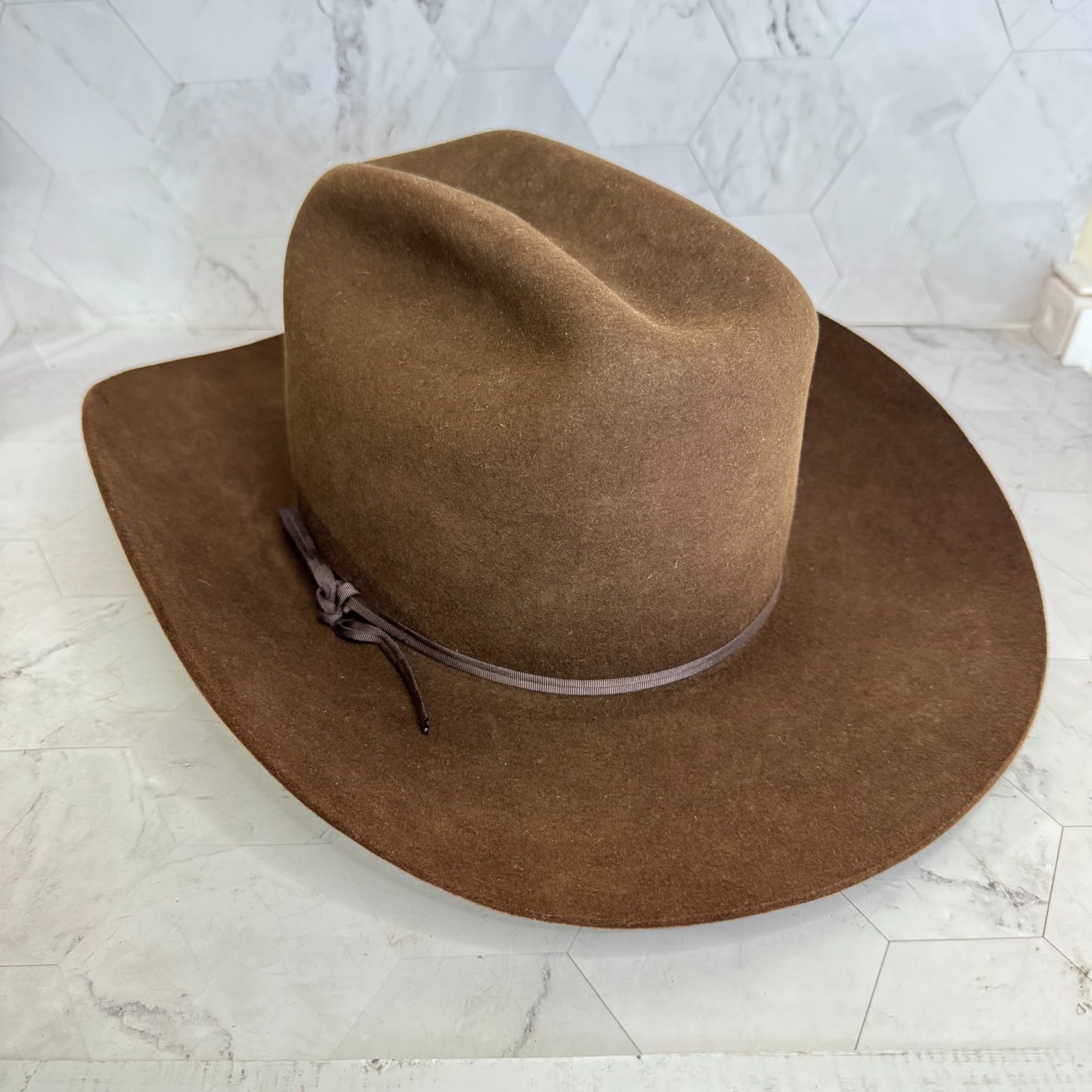 Vtg Beaver Hats Brand Brown Cowboy Hat 10X Quality Sz 6 7/8 Custom Made READ