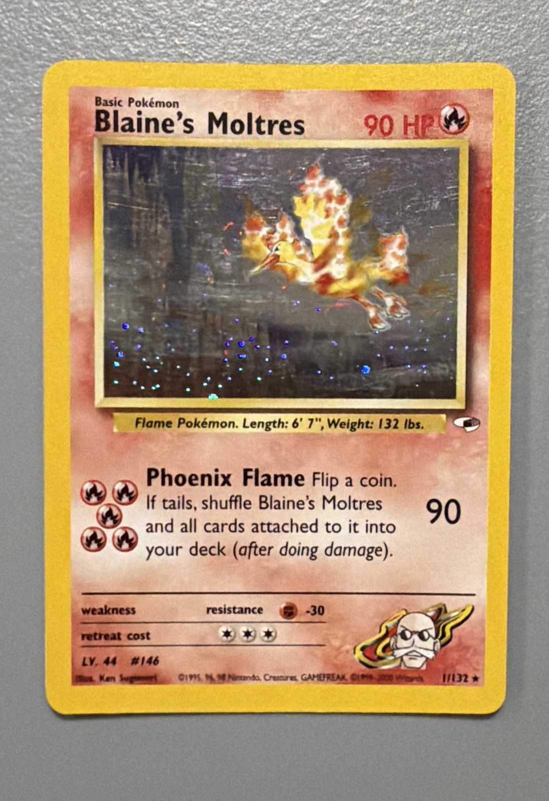 Blaine\'s Moltres 001/132 Gym Heroes Holo Swirl