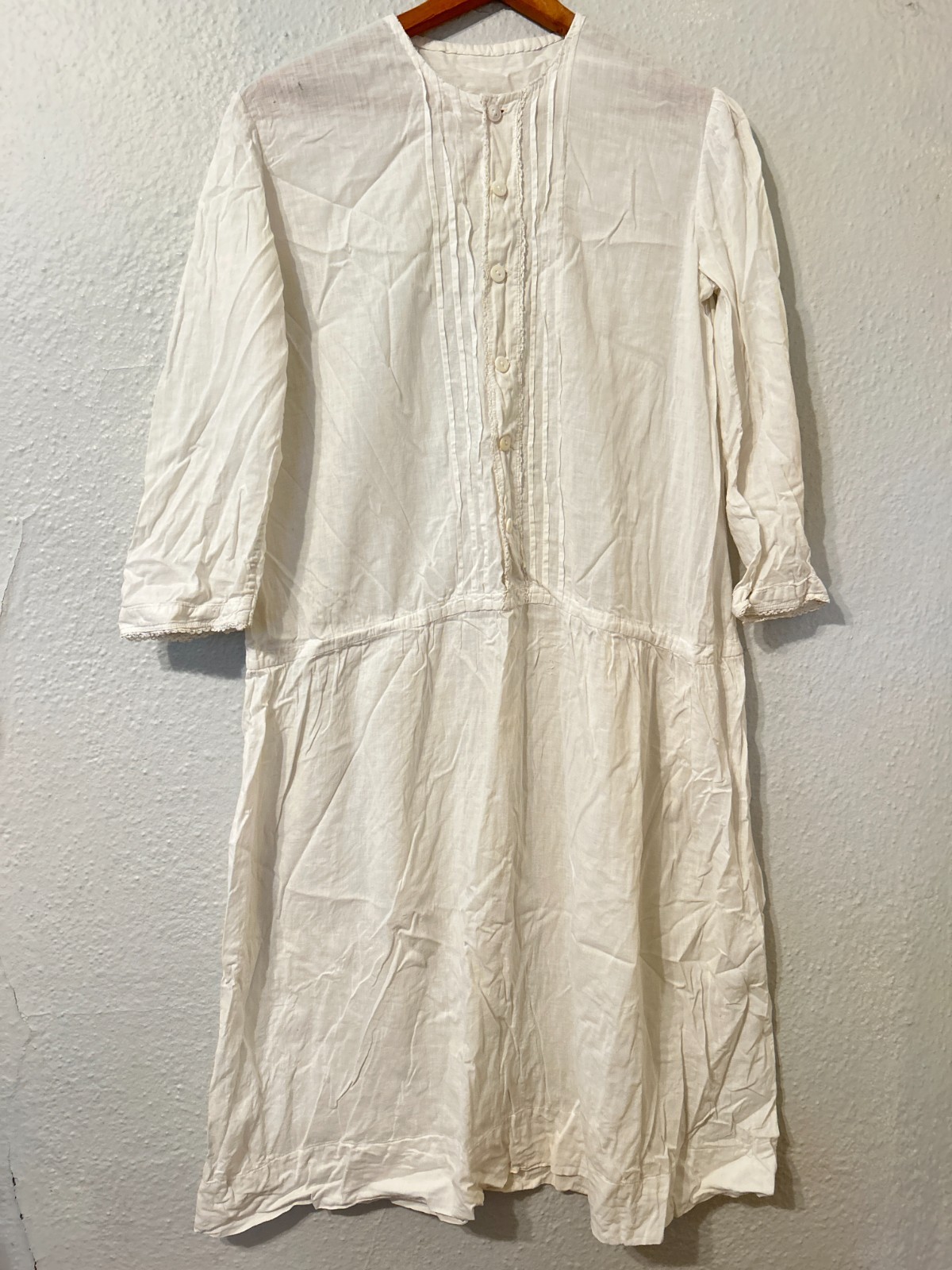 Antique Vtg 1920s 1930s Womens Sz XL White Cotton Nightgown Slip Day Dress Antique Vtg 1920s 1930s Womens Sz XL White Cotton Nightgown Slip Day Dress