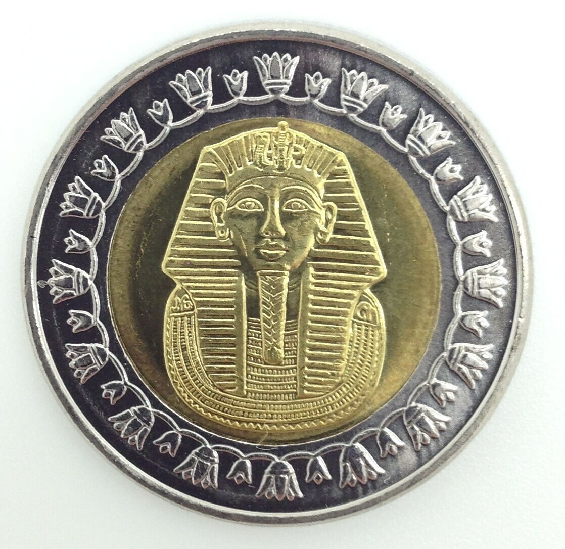 Egypt KING TUT Bi-Metallic Egyptian One Pound Coin in Good Condition US Seller Egypt KING TUT Bi-Metallic Egyptian One Pound Coin in Good Condition US Seller