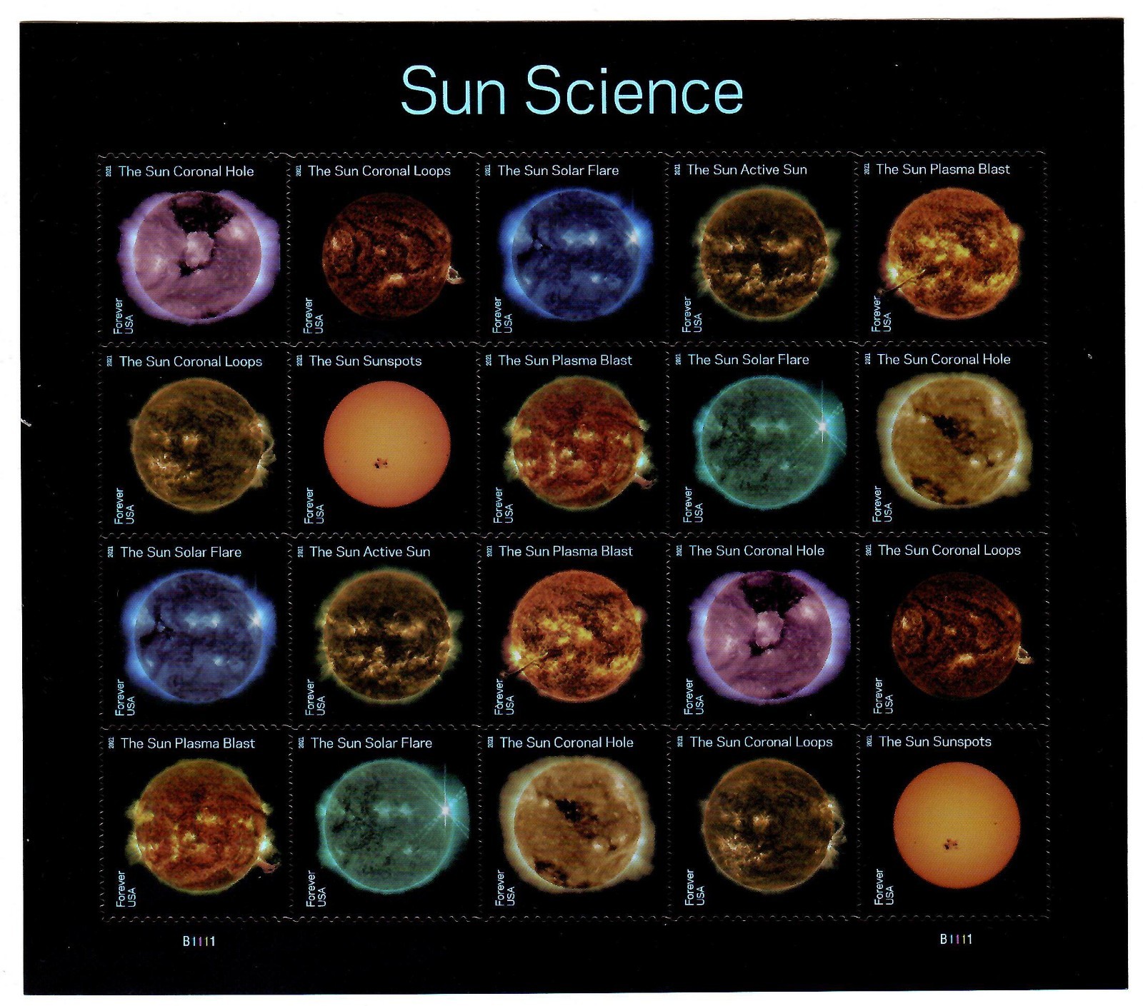 US 2021 Forever Space Sun Science full Sheet of 20 Sc.#5598-5607, MNH. FV $16.40