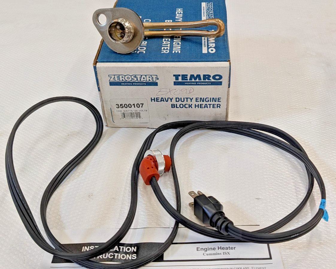 3500107 ZeroStart Cummins ISX QSX EPA08 Engine Block Heater 1500W 120V NEW 3500107 ZeroStart Cummins ISX QSX EPA08 Engine Block Heater 1500W 120V NEW