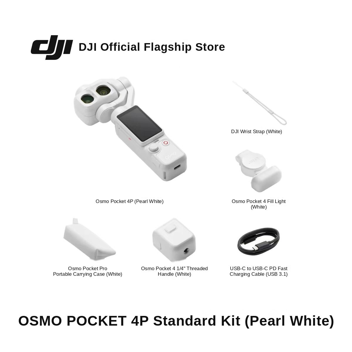 Official DJI White Pocket 4 Pro Standard Vlog Creator Combo Camera, US No Tariff