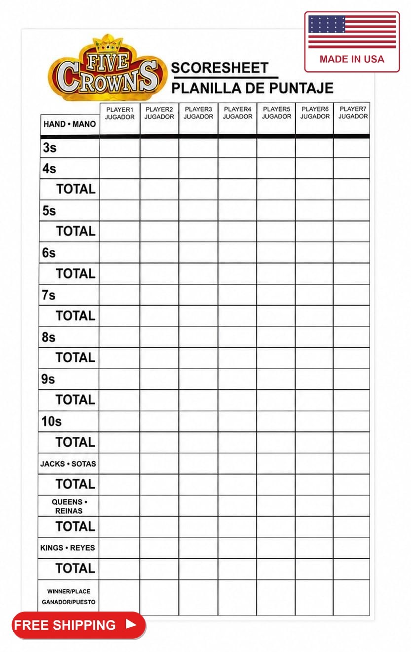 5 Crowns Game scorecard 130 Double Sided Sheets 260 Pages Replacement Five Crown