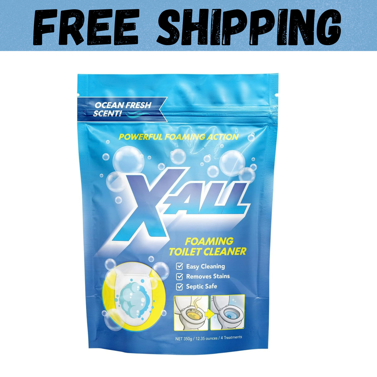 X-ALL Foaming Toilet Cleaner, Self-Activating Powder for Deep Cleaning,... X-ALL Foaming Toilet Cleaner, Self-Activating Powder for Deep Cleaning,...