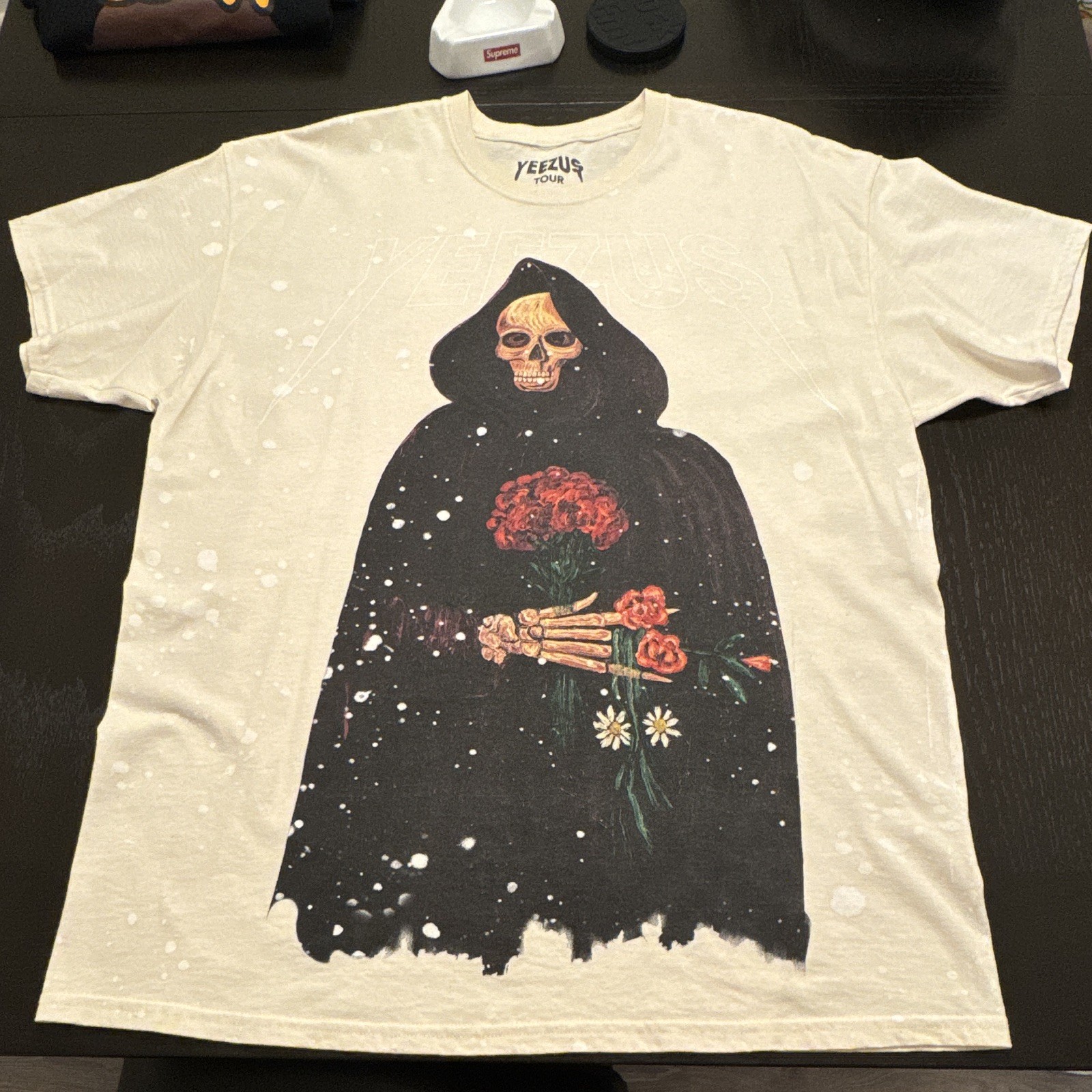 Kanye West Yeezus Tour Reaper Tee T-Shirt White Splatter Print Size XL 2013 Rare Kanye West Yeezus Tour Reaper Tee T-Shirt White Splatter Print Size XL 2013 Rare