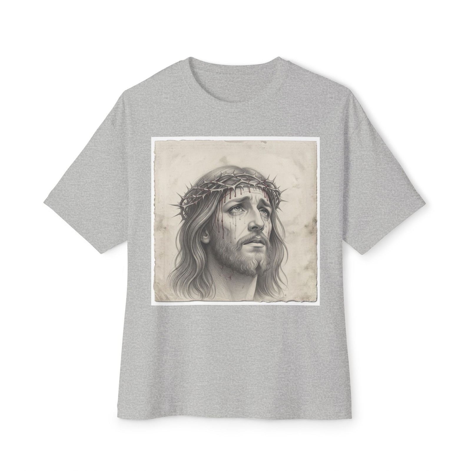 Premium Suffering Servant Jesus Christ Sketch Unisex Boxy Graphic Tee Premium Suffering Servant Jesus Christ Sketch Unisex Boxy Graphic Tee
