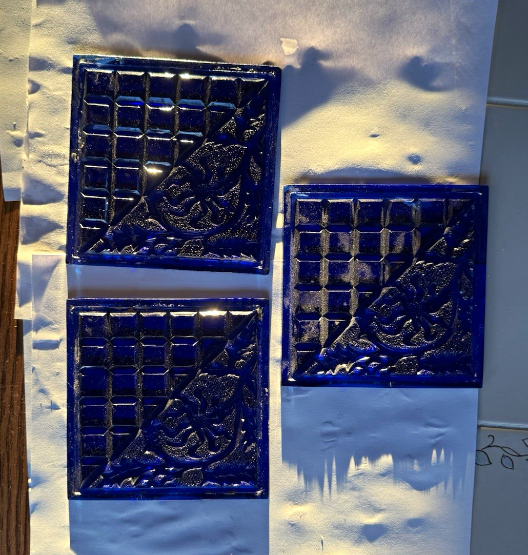 Unique Antique Addison pressed Glass Window Pane Blue/Cobalt Unique Antique Addison pressed Glass Window Pane Blue/Cobalt