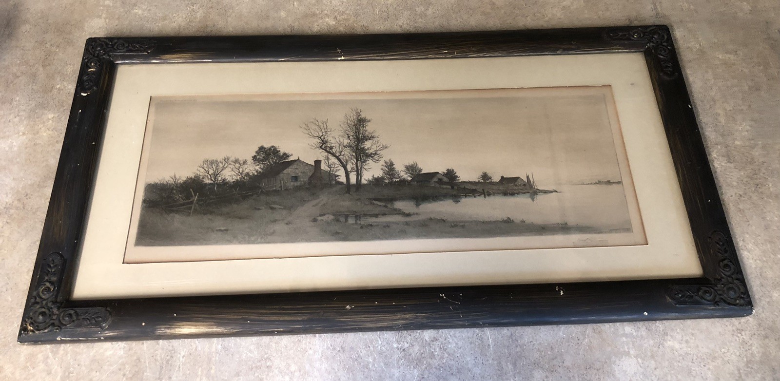 Antique 1894 Original Etching. E.L. Field. Edward Loyal Field Signed Framed Antique 1894 Original Etching. E.L. Field. Edward Loyal Field Signed Framed