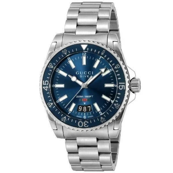 GUCCI YA136311 Men's 40mm Dive Watch - Blue Stainless-Steel Band and Case