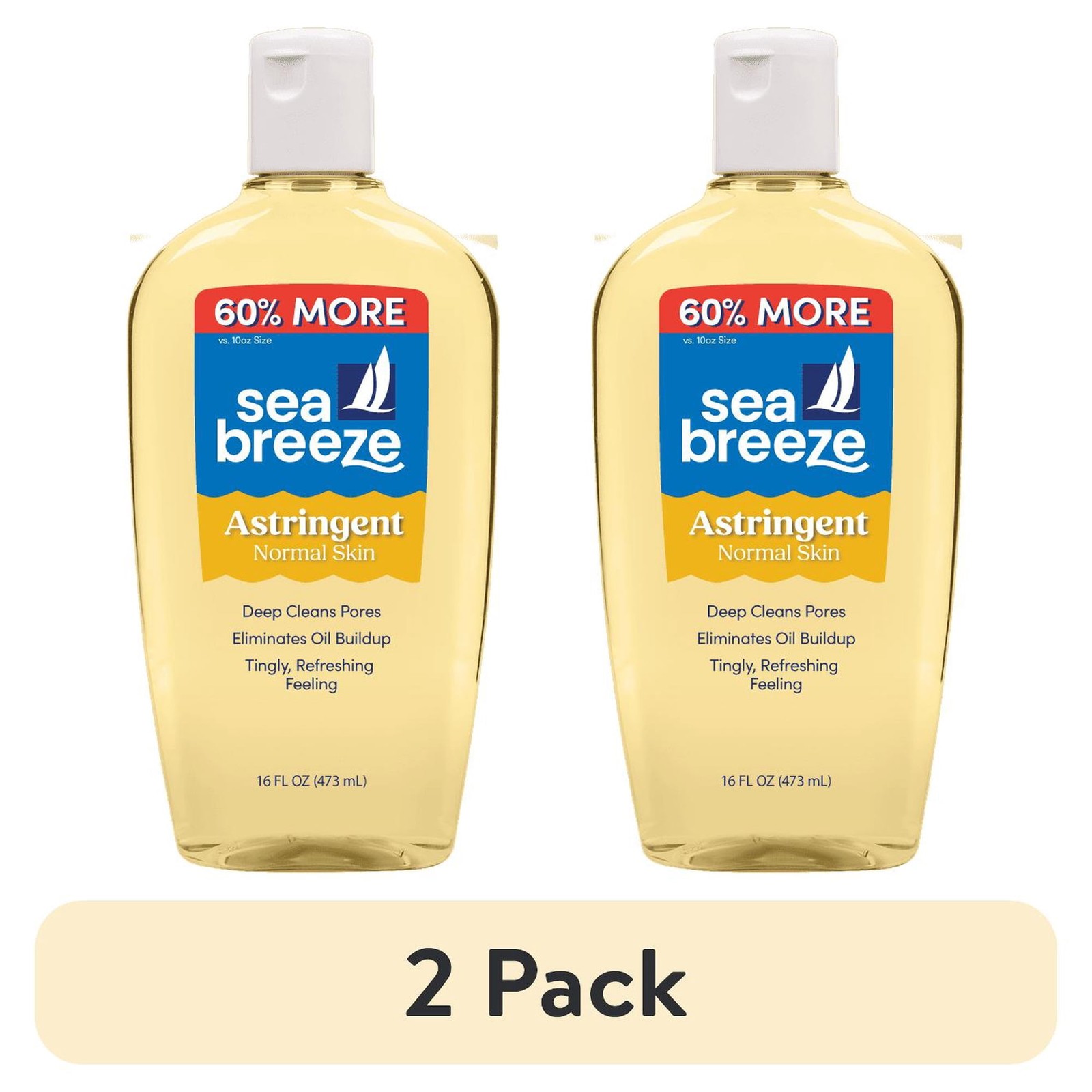 2PK Sea Breeze Original Formula Astringent for All Skin, Acne & Blemishes, 16 Oz