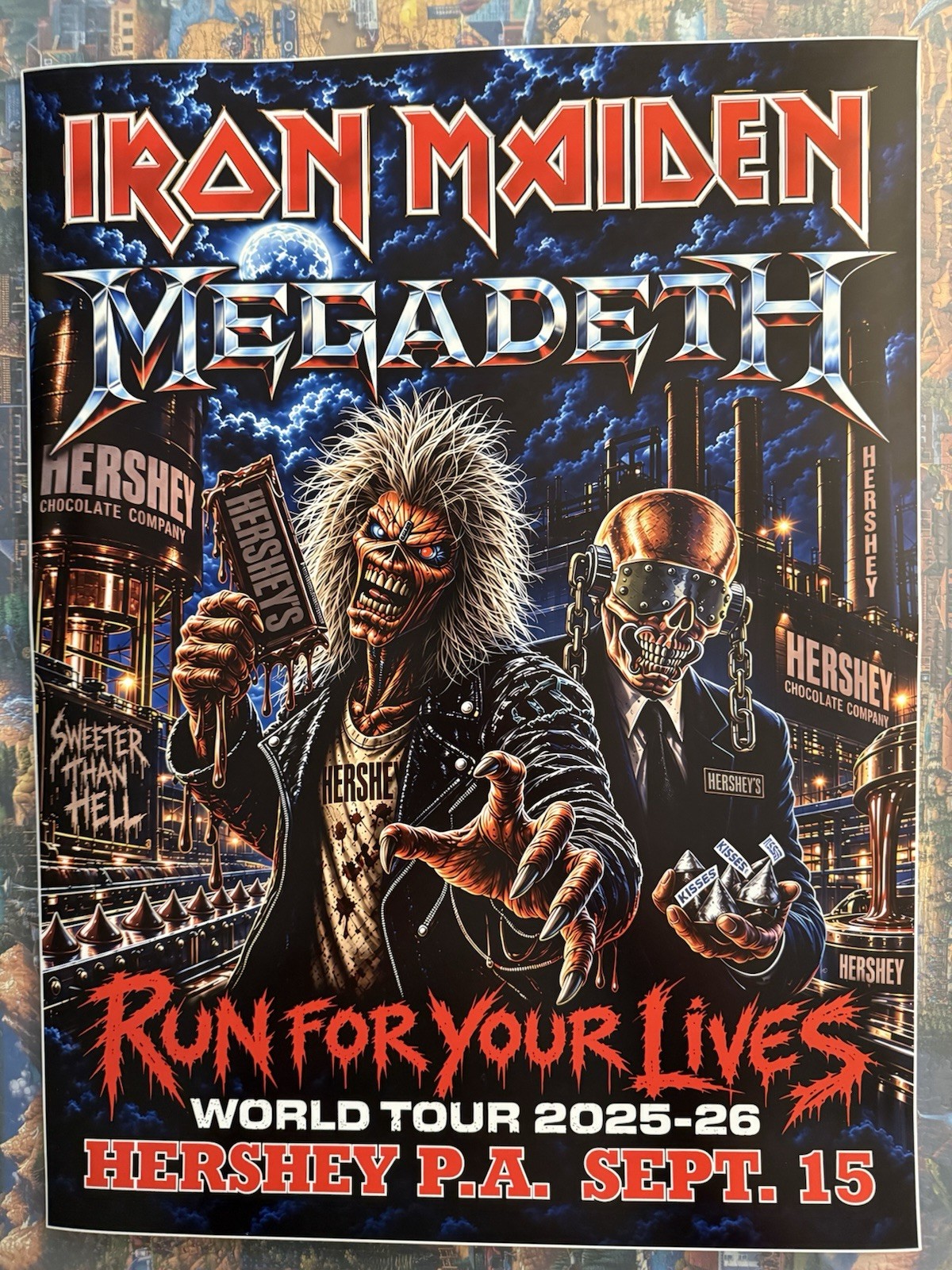 Iron Maiden Run For Your Lives World Tour 2025-26 Hershey PA Sept 15 Poster Iron Maiden Run For Your Lives World Tour 2025-26 Hershey PA Sept 15 Poster