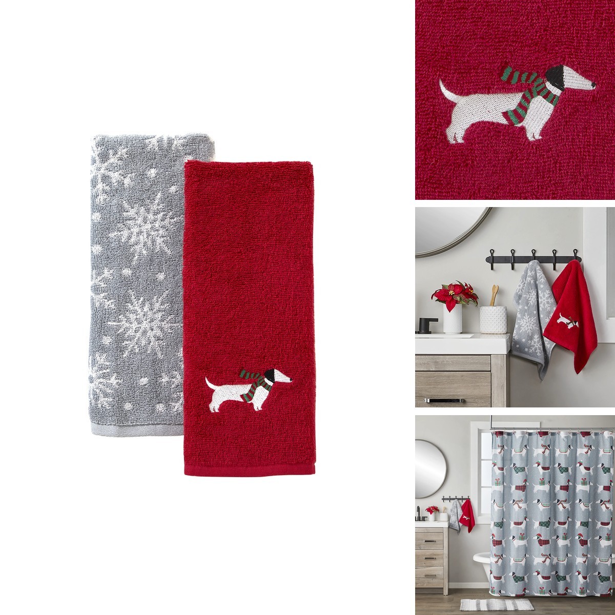 SKL Home Dachshunds Hand Towel 2pc Set Red/Gray SKL Home Dachshunds Hand Towel 2pc Set Red/Gray