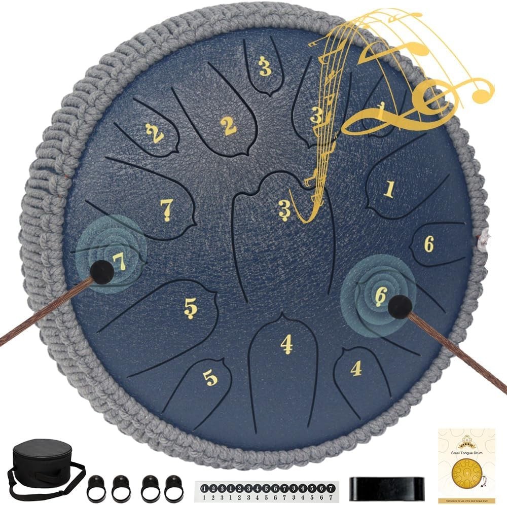 Steel Tongue Drum 15 Notes 14 Inch D-Key Panda Balmy Drum Percussion Instrument Steel Tongue Drum 15 Notes 14 Inch D-Key Panda Balmy Drum Percussion Instrument
