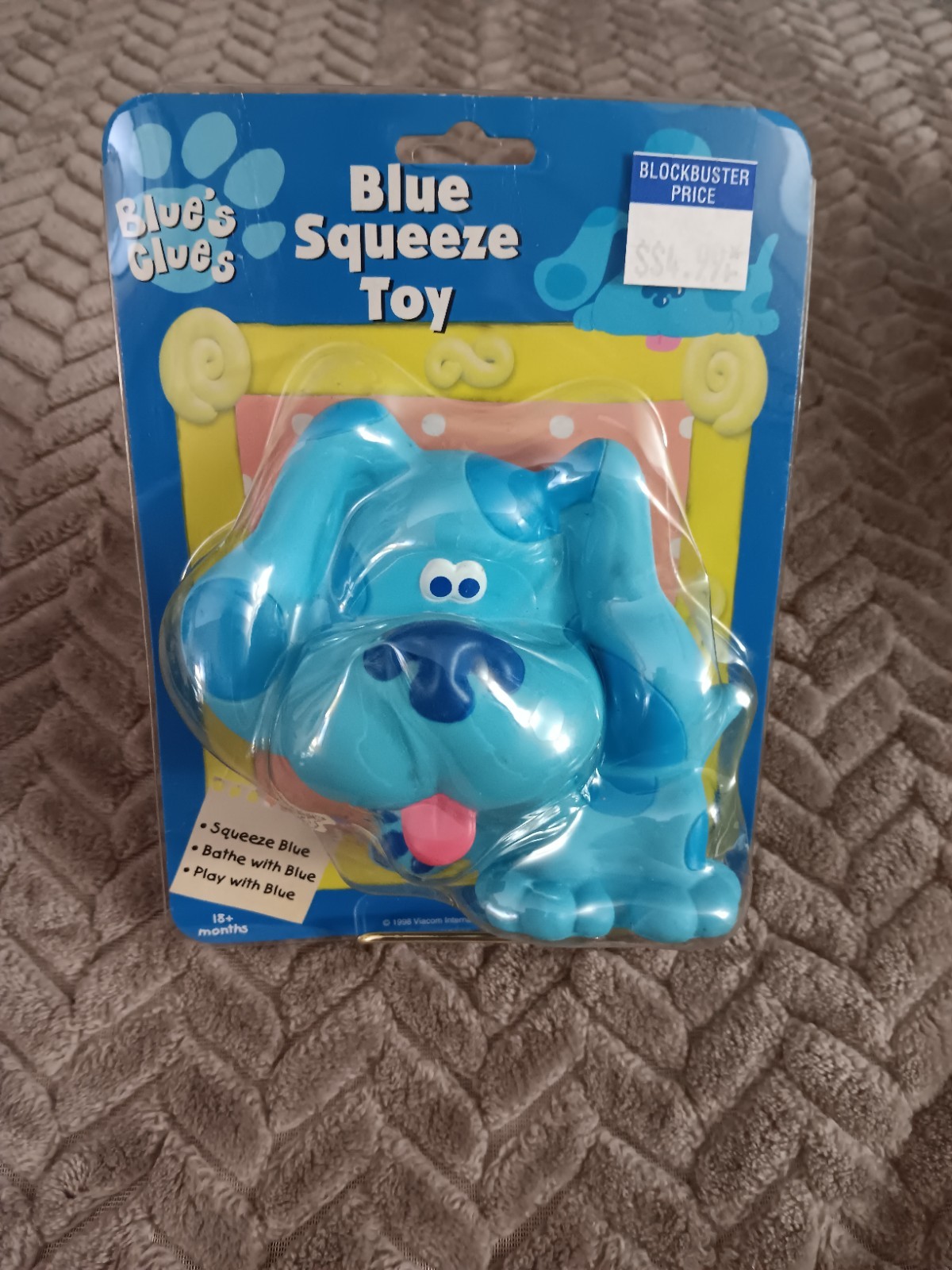 Blues Clues Vintage 1998 Blue Squeeze Toy Unopened Package Nick Jr Bath Toy