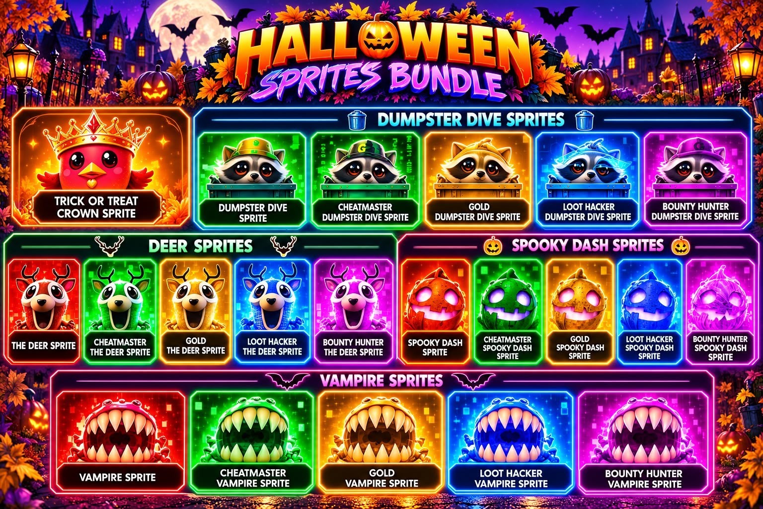 Halloween Sprite Bundle Gold, loot hacker, cheatmaster and Bounty Hunter