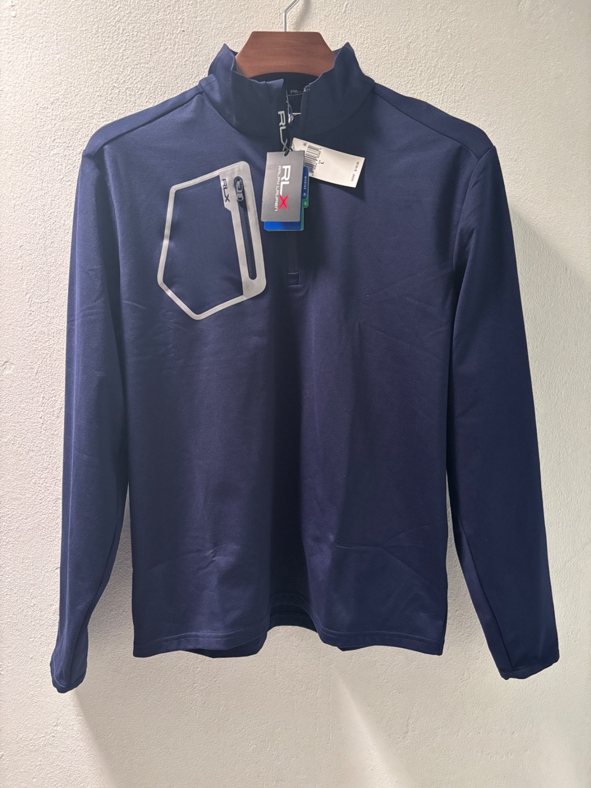 NWT Mens RALPH LAUREN RLX Zip Tour Performance Sweater Pullover Size L NAVY BLUE