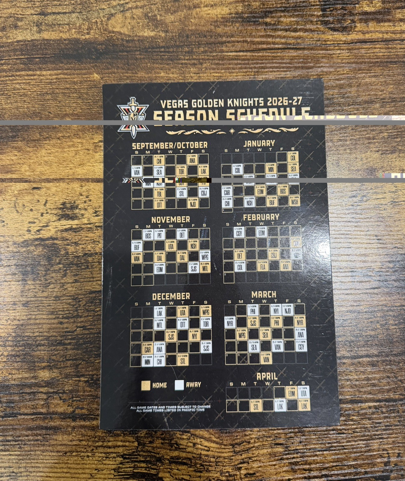 Official Las Vegas Golden Knights SGA 2026-27 NHL Hockey Schedule Magnet Official Las Vegas Golden Knights SGA 2026-27 NHL Hockey Schedule Magnet