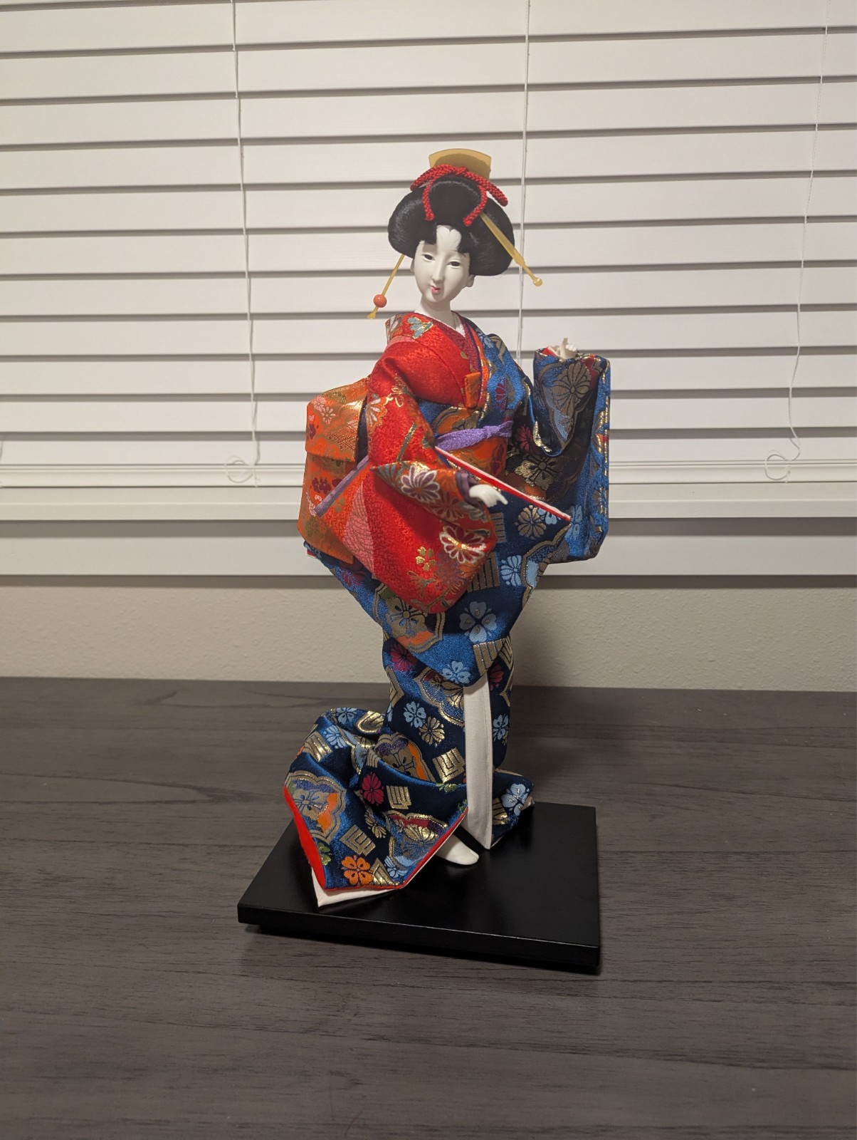 Vintage 17” Japanese Geisha Doll Floral Kimono Display Figure Japan