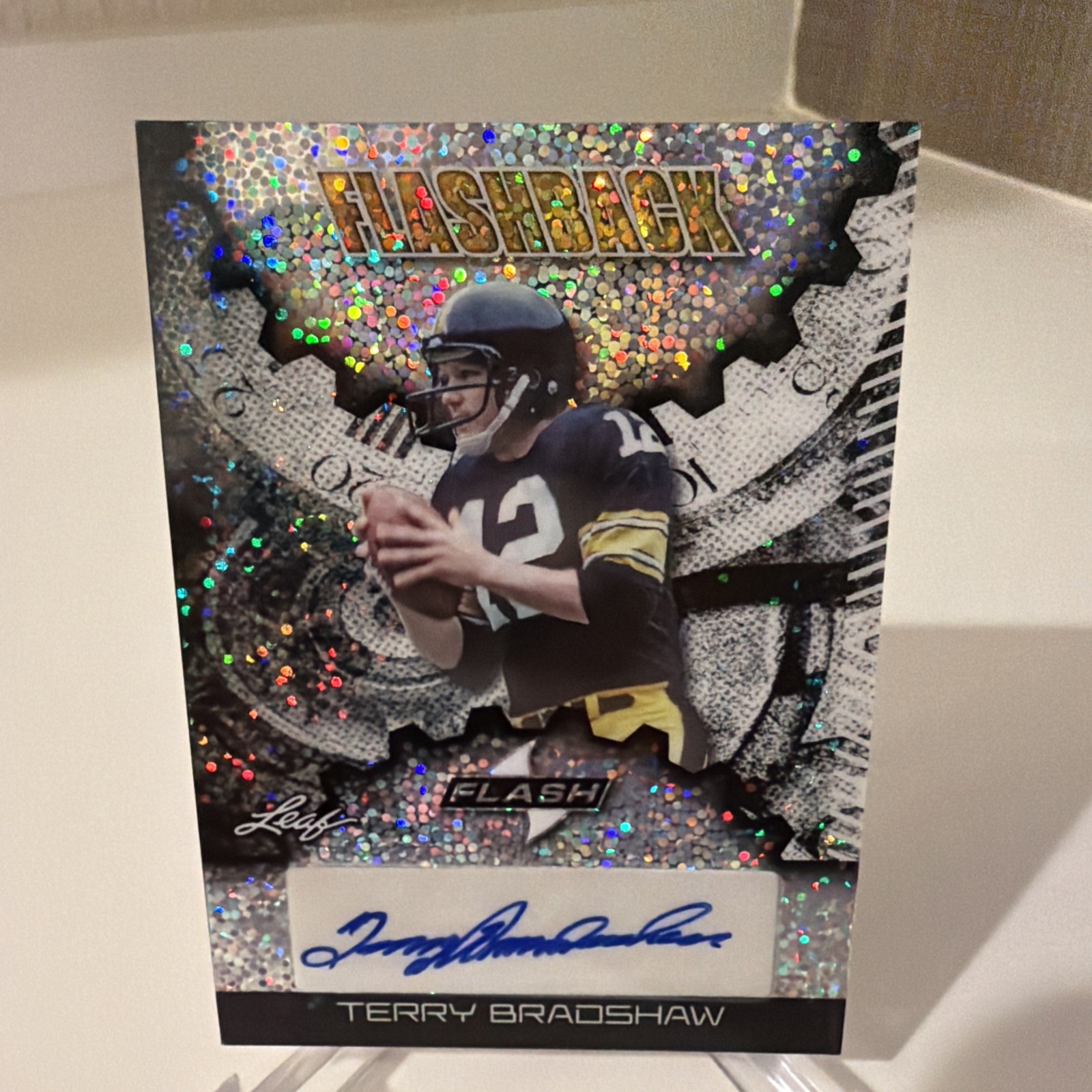 2025 Leaf Eclectic Terry Bradshaw Flashback Auto White Sparkle 1/1 Steelers HOF 2025 Leaf Eclectic Terry Bradshaw Flashback Auto White Sparkle 1/1 Steelers HOF