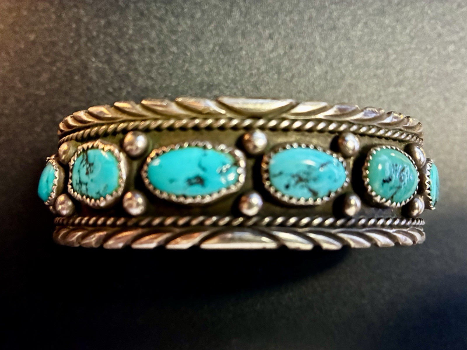 Native American Navajo Silver Turquoise Cuff Bracelet Old Pawn Stamped ES Native American Navajo Silver Turquoise Cuff Bracelet Old Pawn Stamped ES