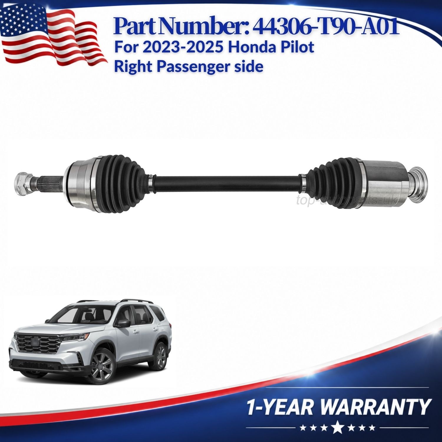 44305-T90-A01 For 2023-2025 Honda Pilot AWD Front Right Passenger CV Axle Shaft