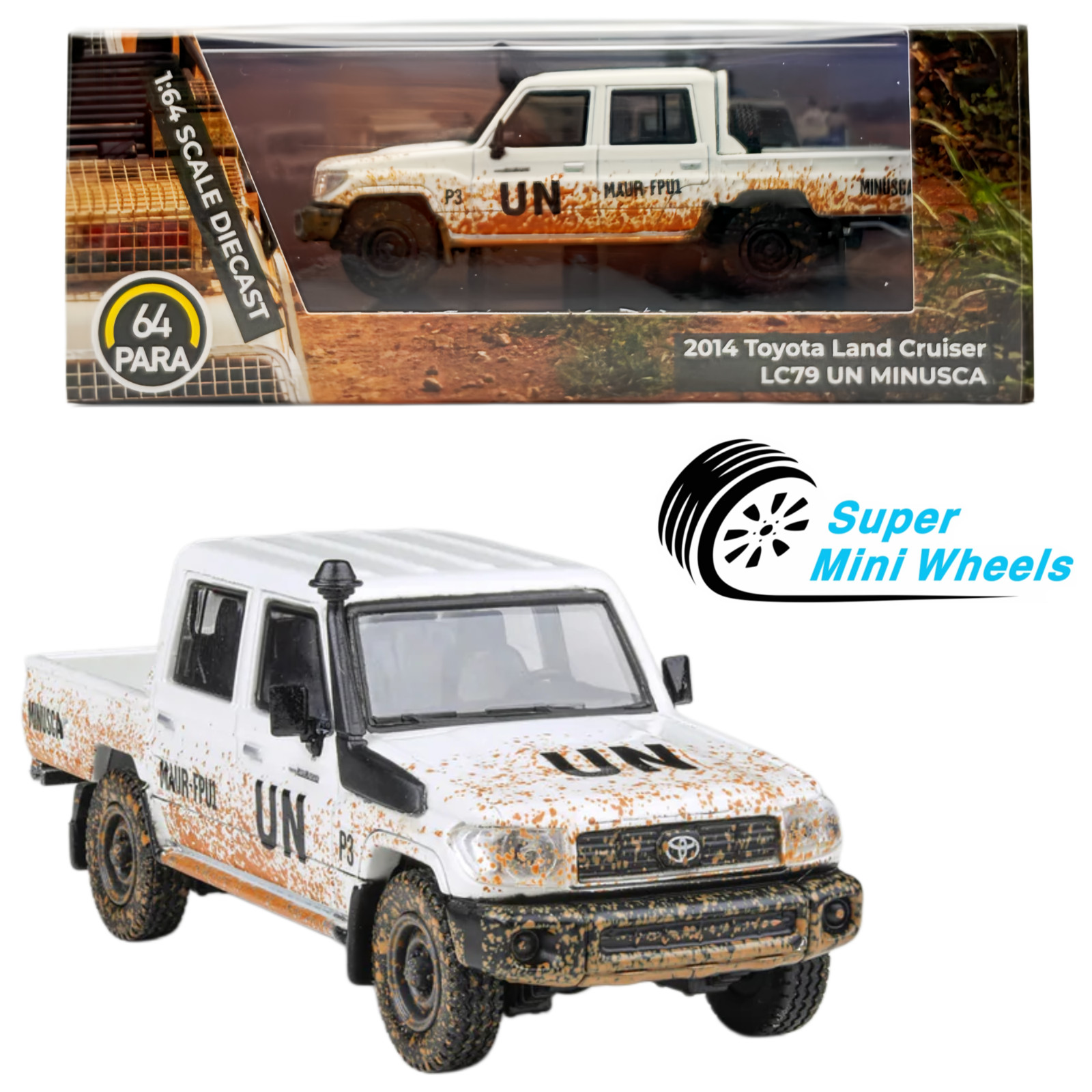 PARA64 2014 Toyota Land Cruiser 79 UN MINUSCA Dusty LHD 1:64 PARA64 2014 Toyota Land Cruiser 79 UN MINUSCA Dusty LHD 1:64