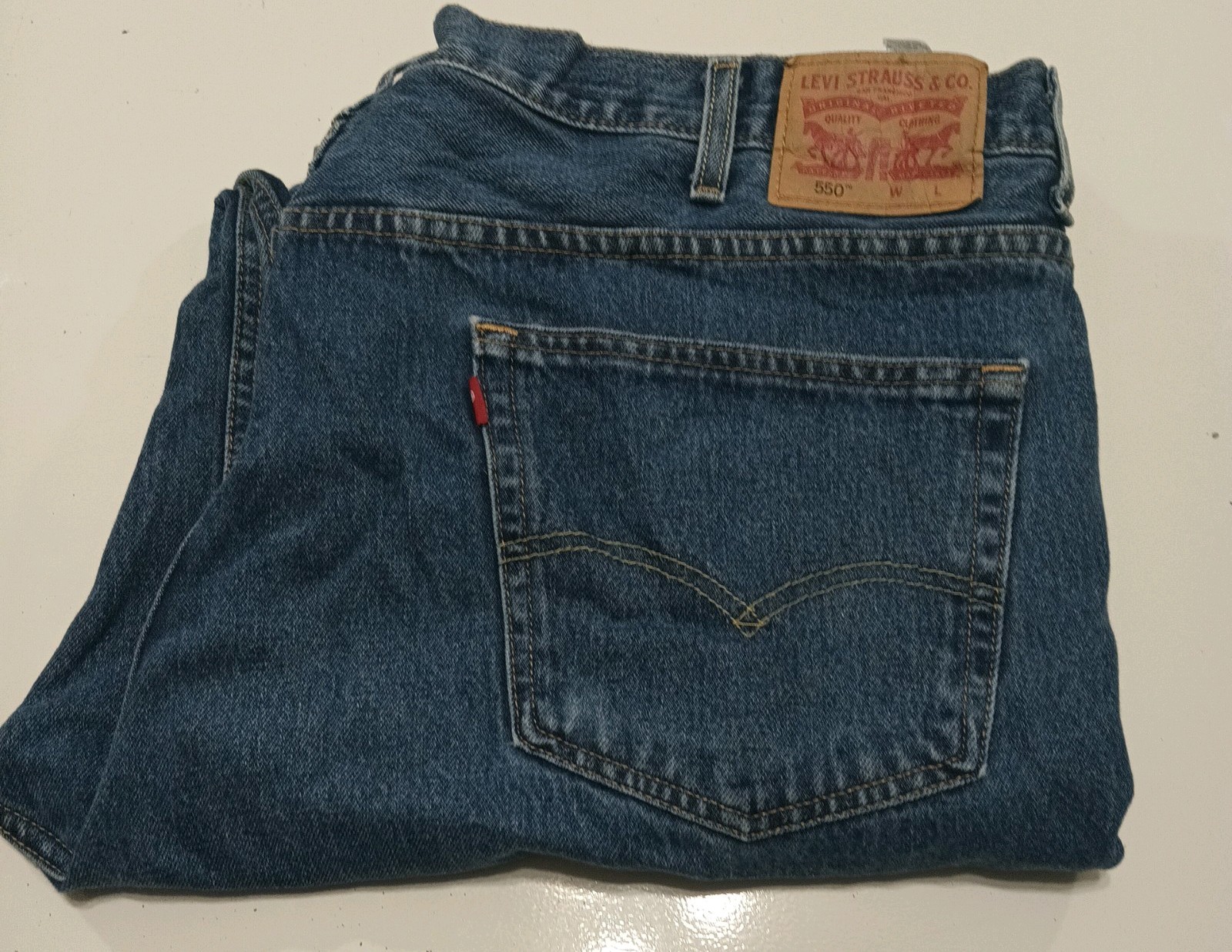 Levi\'s 550 Jeans Mens 46x34 Blue Cotton Denim Straight Utility Workwear Levi\'s 550 Jeans Mens 46x34 Blue Cotton Denim Straight Utility Workwear